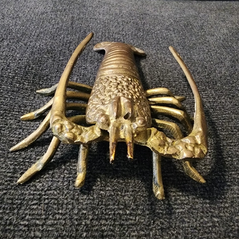 VTG. Mid Centry Brass Lobster Crawfish Cray‎ Fish Crustacean Prawn Figurine